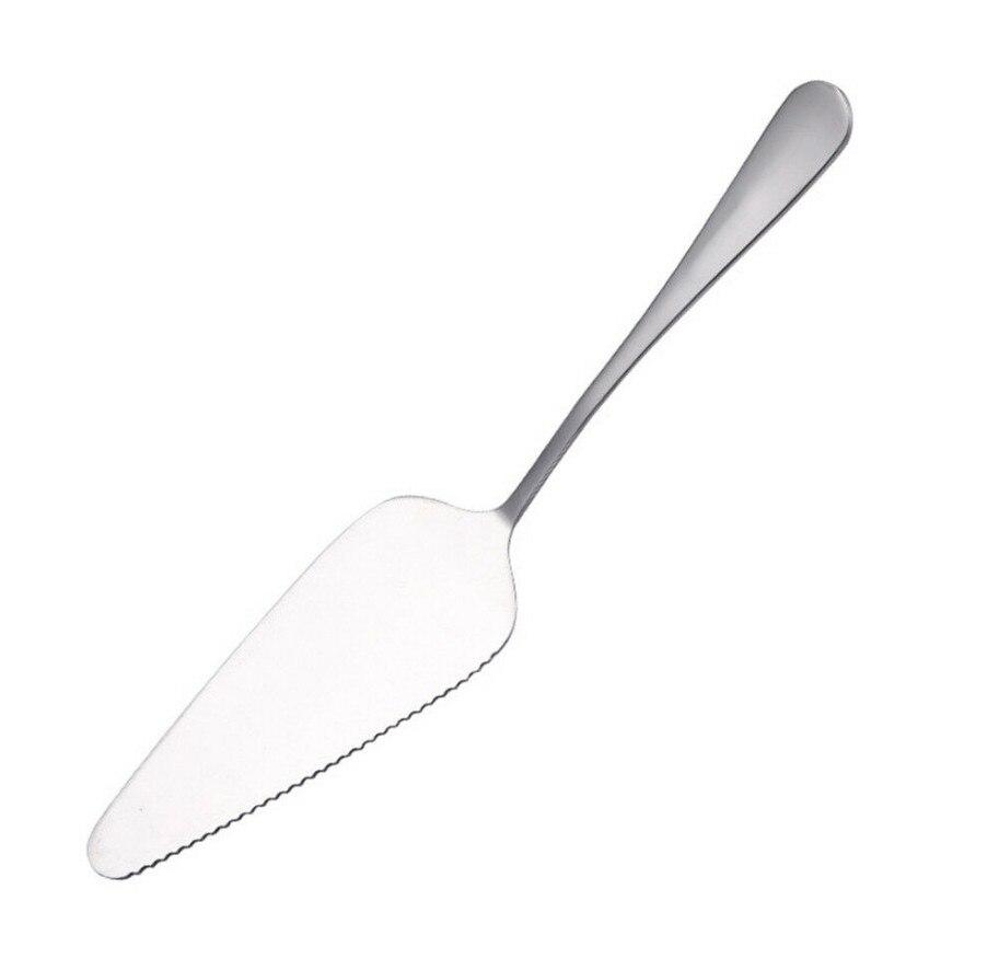 Practical Stainless Steel Jagged Edge Blade Cutter Pizza Cake Shovel Reusable Spatula Baking Tool: Silver