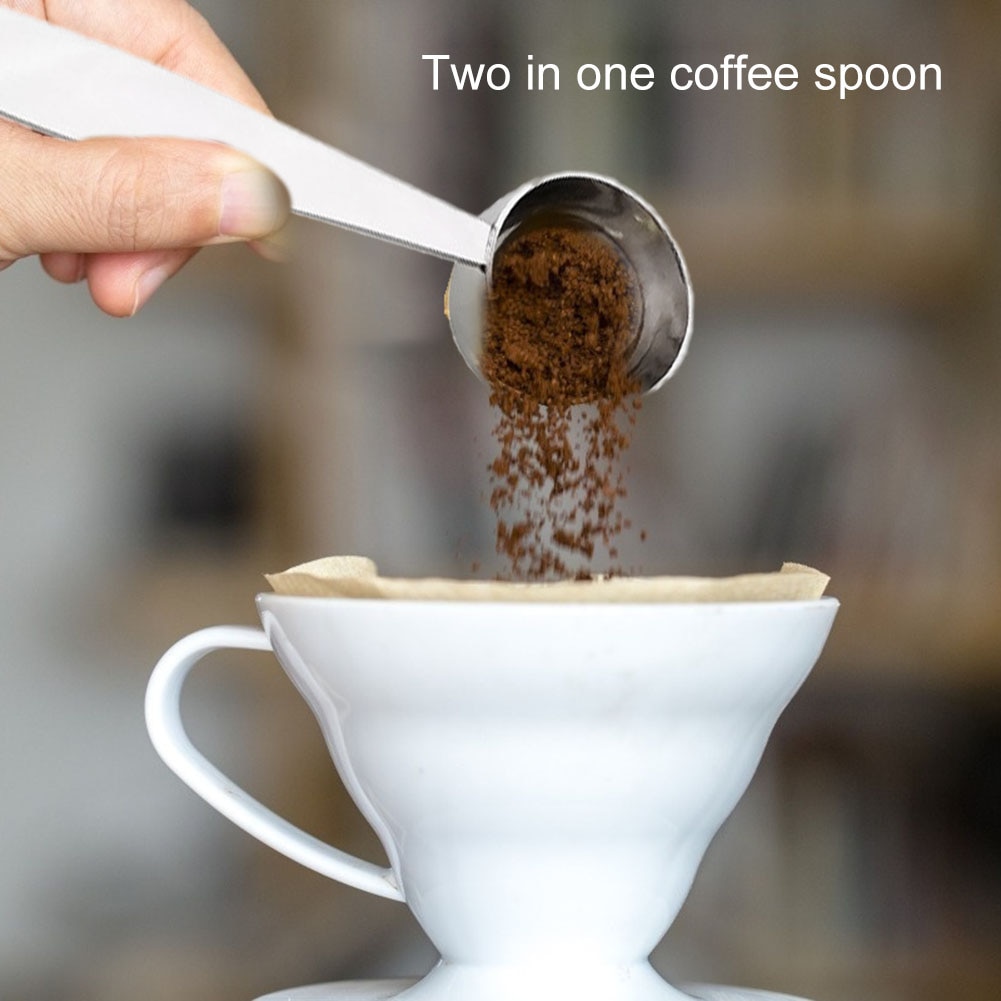 2 in 1 Coffee beans Spoon Coffe Measuring Tamping Scoop Coffee Tamper Black Espresso Stand Kitchen Bar Coffee&Tea Tools