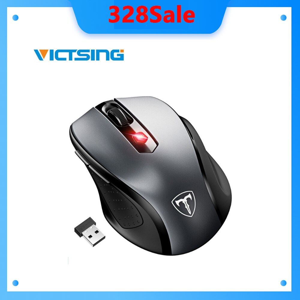 VicTsing – souris optique sans fil ergonomique, 2.4G, avec récepteur USB, 5 DPI réglables, 6 boutons pour ordinateur portable et PC
