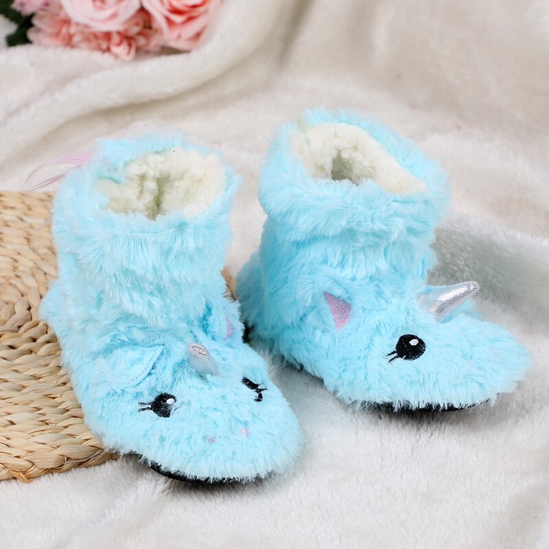 Winter Infant Toddler Snow Boots Baby Girls Boys Outdoor Boots Warm Thicken Plush Soft Bottom Kids Child Cotton Shoes: blue / 19cm