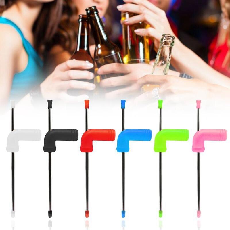 Beer Snorkel Double-Layer Beer Snorkel Bar Tools Straight Straw Style Beer Dispenser with Cleaning Brush
