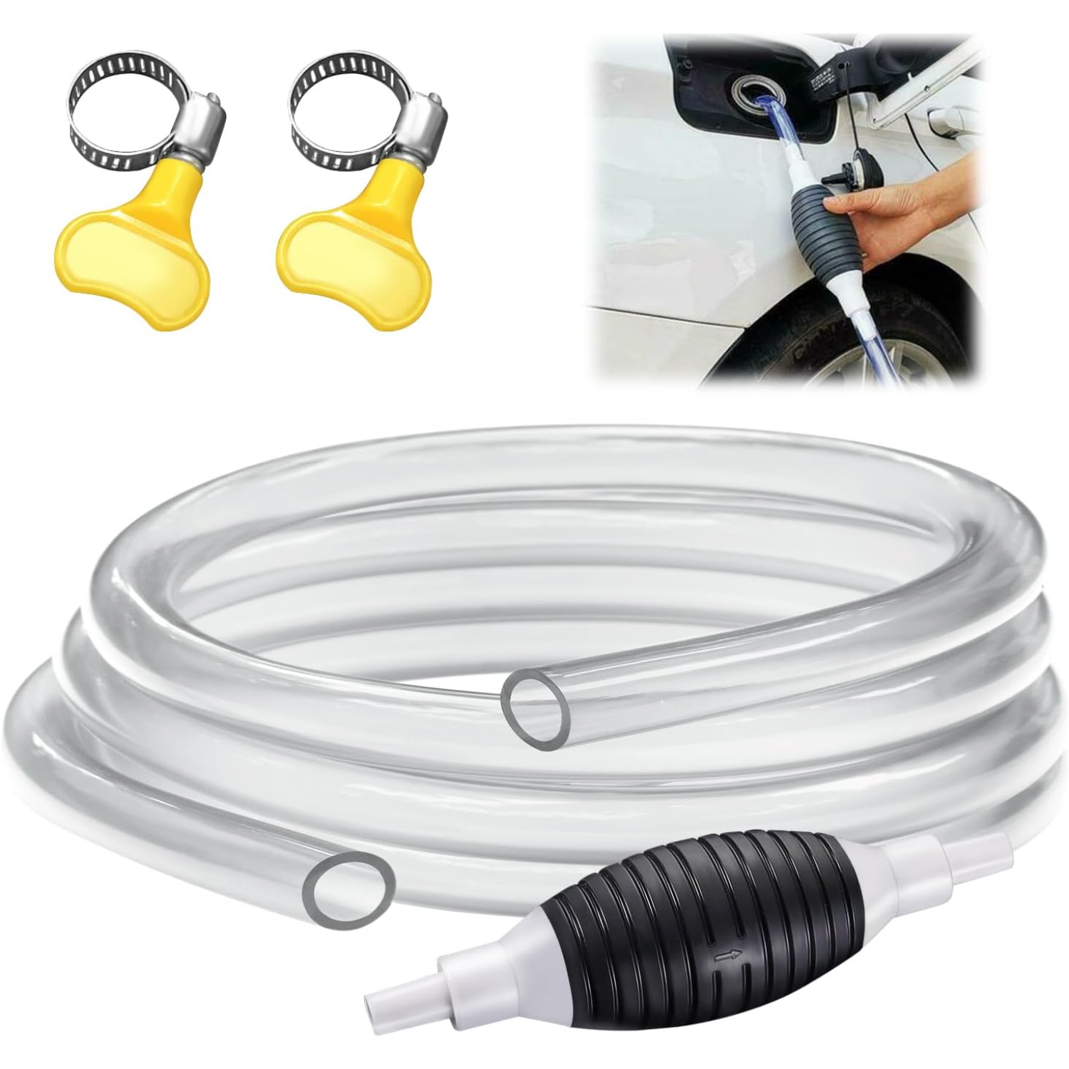 Ventosa de líquido multifunción, transferencia Manual de gasolina de transferencia de combustible, sifón de combustible portátil para Gas, gasolina, aceite, Liqui: Gris claro