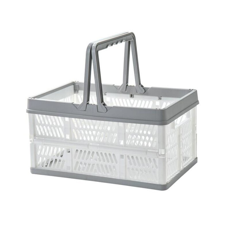 Folding Storage Basket Portable Food Snack Storage Basket Picnic Shopping Convenient Hand Basket Home Multi-purpose Basket: white