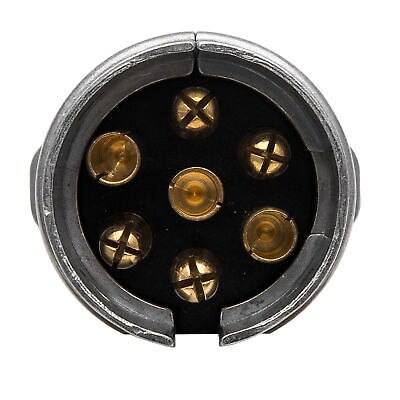 12V 7Pin Trailer Plug Round Wiring Light Towing Metal Caravan Truck Boat Socket Silver