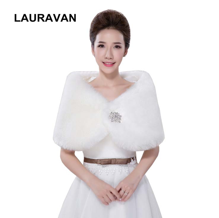 Ivoor Rood Faux Bont Sjaal Bruiloft Wrap Voor Formele Kleding Cheongsam Getrouwd Bovenkleding Bridal Cape Herfst Winter Jassen Bolero