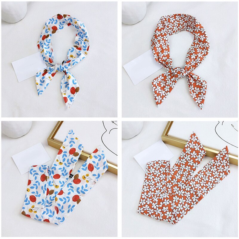 Fyrkantig halsduk dam siden hår märke små foulard sjalar och omslag dam kontorssjal blomtryck