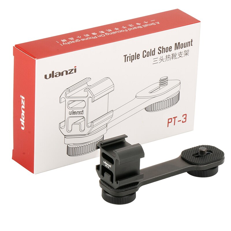 Ulanzi PT-3 Led Video Licht Mic Stand Triple Koude Schoen Mount Adapter Gimbal Accessoire Voor Dji RSC2 Zhiyun Glad 4 feiyu