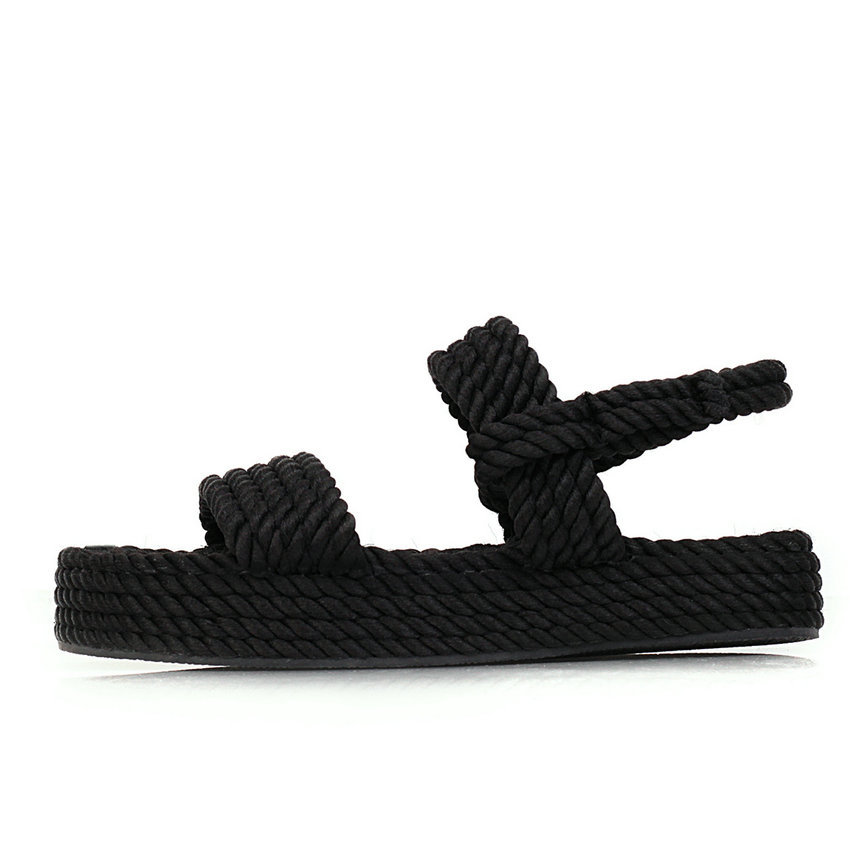 Qutaa nylonvävd kilklack dam sandaler med öppen tå sommar dam pumps casual plattform slingback dam skor storlek 34-43