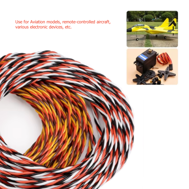5/10/20m- trådig servoförlängningskabel 30/60 -kärnig 3 -vägs jr futaba tvinnad tråd 22/26 awg för rc-modellflygplanstillbehör