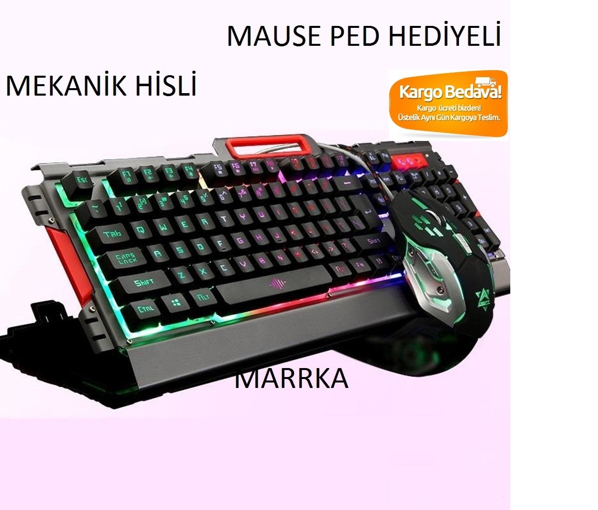 Gamer trådbunden spelarset tangentbord + mus med mekanisk känsla