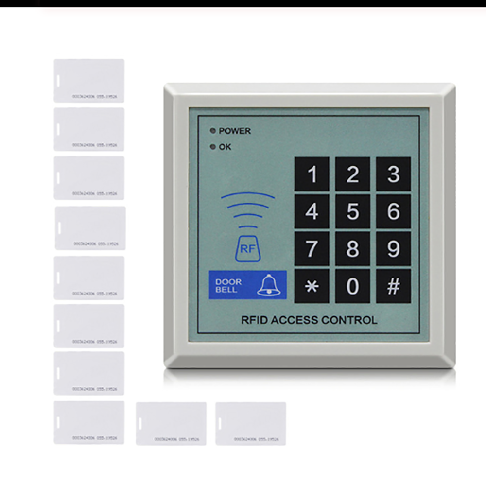 125KHz RFID Proximity Card Reader Door Access Control system Entry System 100lbs Magnetic Lock Kit: x1 and 10 ID cards