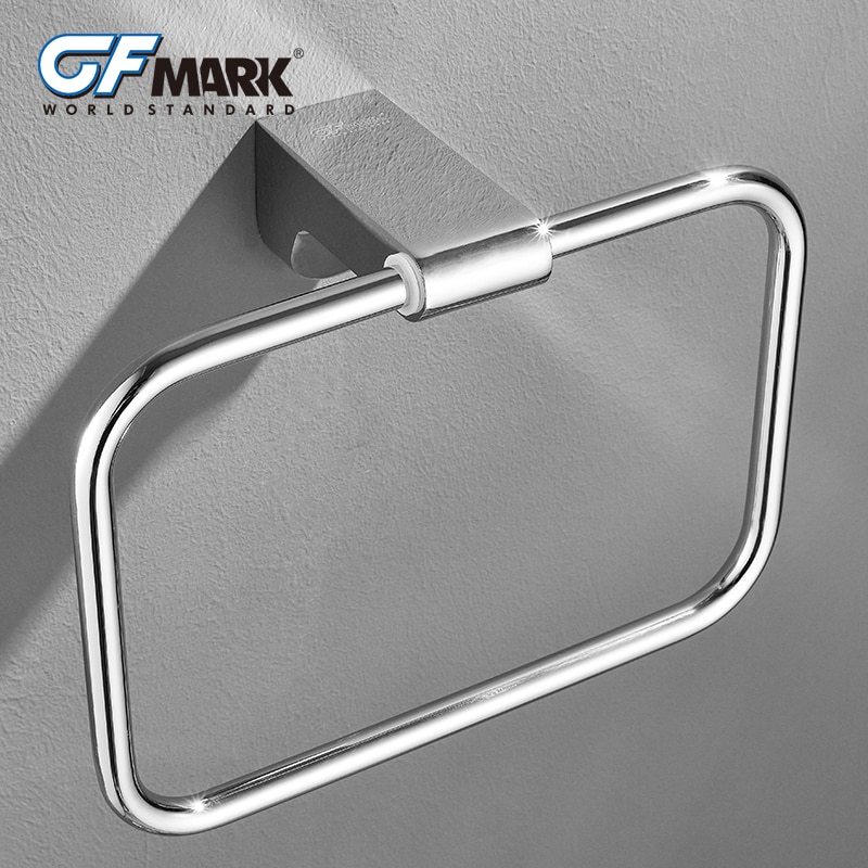 GFmark Vierkante Handdoek Ringen Wall Mounted Porte Serviette Anneau Serviette Badkamer Hardware Accessoires Wc Chrome Handdoek Ring
