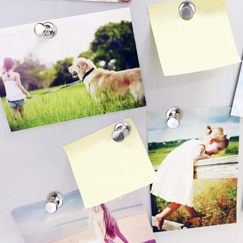 Push Pins 20 Pack ,Brushed Nickel Push Pin Strong Magnets With 25 Sheets Inkjet Sticker Paper,Printable Paper Label
