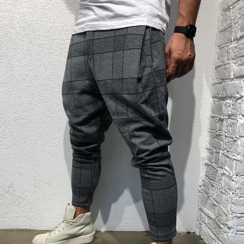 Mannen Plaid Pocket Laag Kruis Harembroek Broek Losse Fit Hiphop Street Wear Casual Mannen Broek Mannen Broek