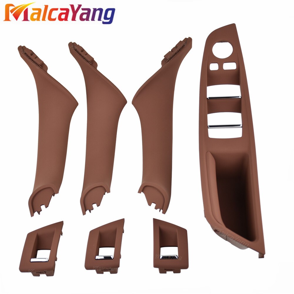 Right Hand Drive RHD For BMW 5 Series F10 F11 F18 520 Black Car Interior Door Handle Inner Door Panel Pull Trim Cover: Red Brown 7pcs