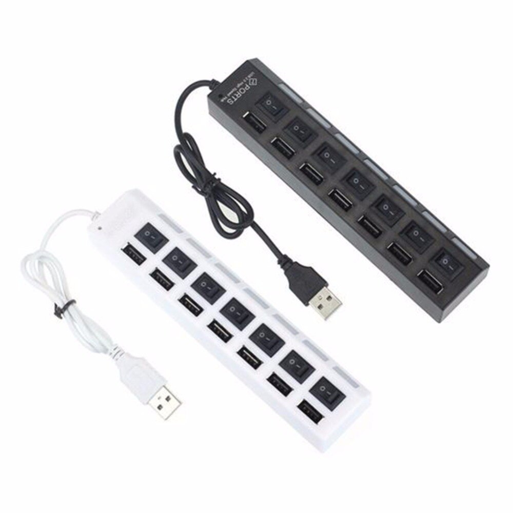 USB HUB 2.0 7 Ports Portable Micro USB 2.0 HUB Splitter With Power Adapter For PC High Speed 4.8Gbps USB Splitter HUB #280853