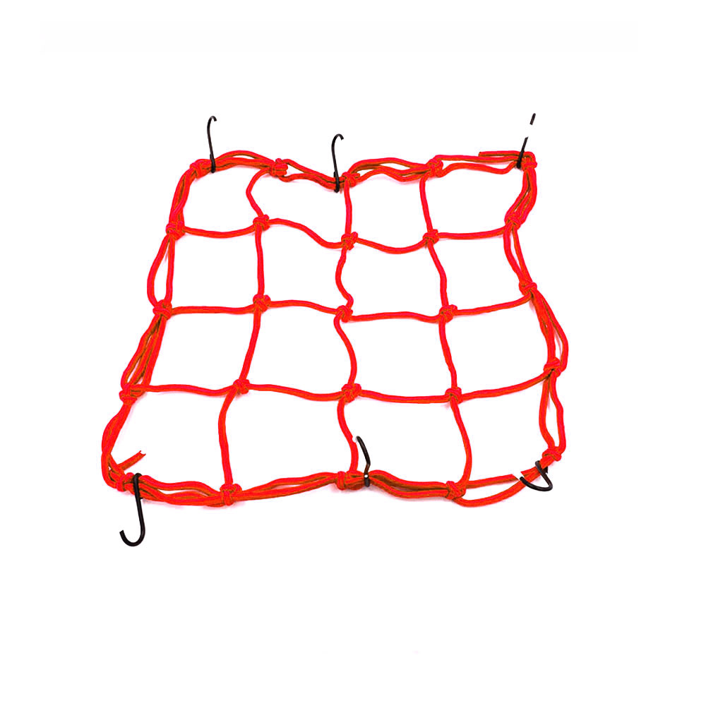 DSYCAR Motorcycle Luggage Net Bike 6 Hooks Hold Down Fuel Tank Network Helmet Mesh Web Bungee Travel Goods Bag Tank Car Styling: Red