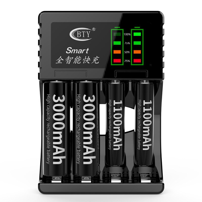 4 Slots Battery Charger Multifunctionele Li-Fe Mh Ni-Cd Universele Led Batterij oplaadbare Batterijen Lader