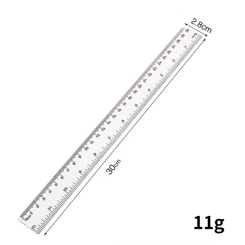 15/20/30cm Transparent Plastic Ruler Blue Color Simple Style Portable Tool Cute for Student School & Office Stationery: Red