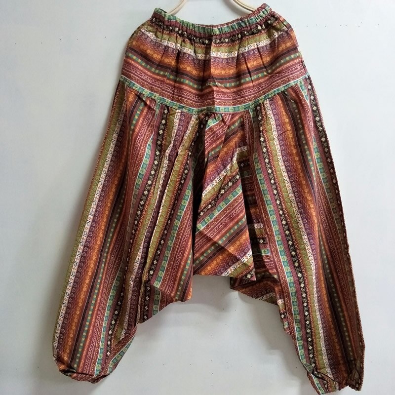 Pantalon femme sarouel Baggy imprimé décontracté Hippie Joggers pantalon croisé pantalon ample Aladdin lanterne jambe large coton lin pantalon Plus: 011