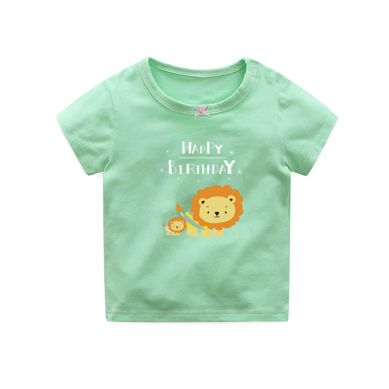 OKLADY Neue Baby Jungen Mädchen T-Hemden Kleinkind Sommer Karikatur Kurzarm T-Shirt Spitzen Baby Geburtstag Anzug Baumwolle t-Shirt: D / 9m