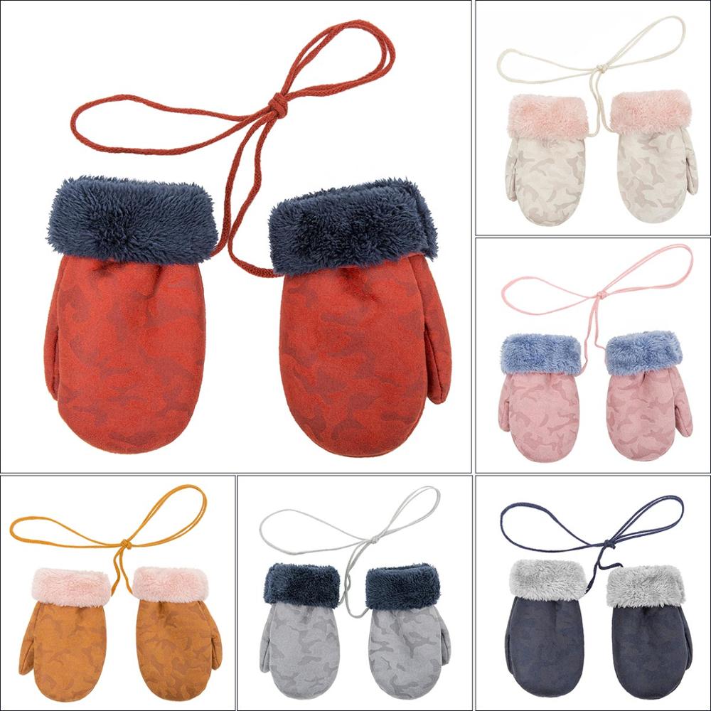 MOLIXINYU Winter Baby Gloves For Girls And Boys Suede Thicking Warm Solid Full Finger Gloves Mittens Outdoor Kids Glove