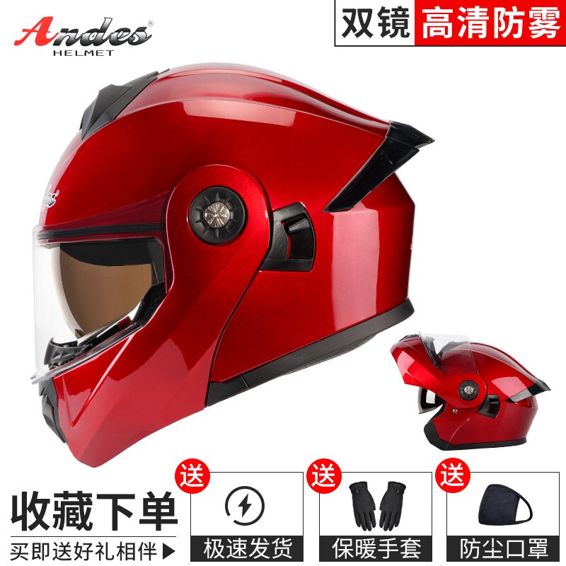 Motorcycle flip up Helmet Men Women Casco Moto Full Face Helmet Motorbike Motocross Moto Helmet Crash Casco Moto for kids: double lens-8