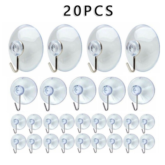 10PCS Mushroom Head Clear Suction Cups Thumb Nut Strong Vacuum Suckers PVC Kitchen Bathroom Window Wall Car Hooks 41mm: 20pcs B 25MM