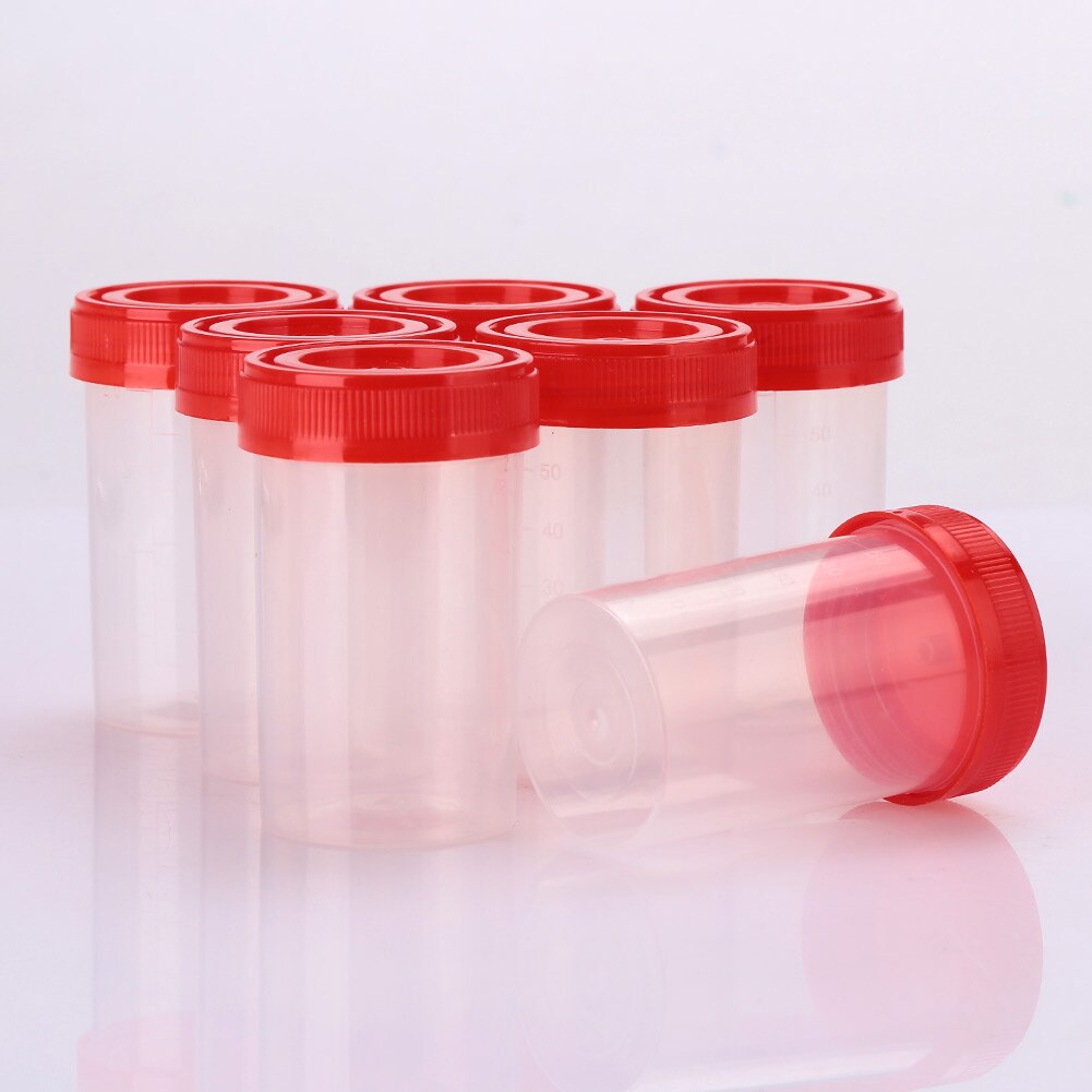 50 stks/set Specimen Fles Monster Cup Wegwerp Nosodochium Container Test 60ml Nuttig Ziekenhuis Inspecteren Glas Handig Gereedschap