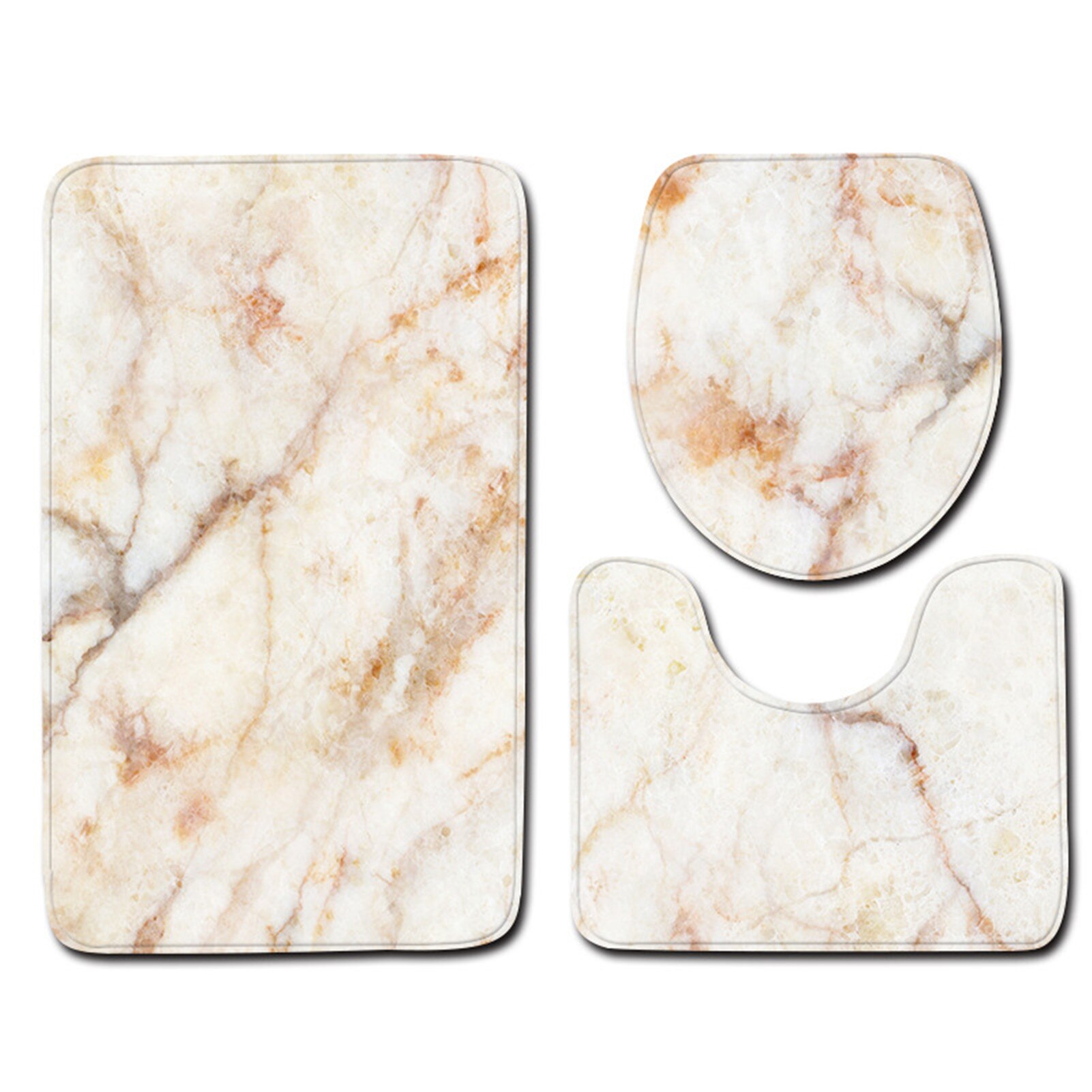 3PCS Christmas Bathroom Non-Slip Mats Toilet Rug Floor Bathroom Mats Toilet Cover Bath Mat Set Washable Door Mats