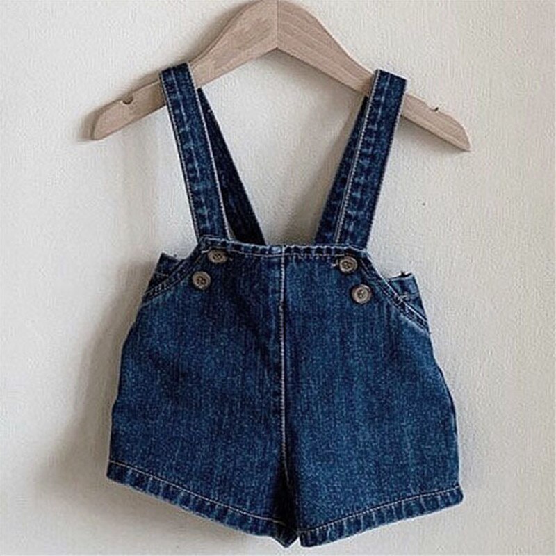 Kids Overalls Katoenen Casual Broek Kinderen Overalls Baby Boy Denim Korte Broek Meisjes Shorts Kids Denim Broek Jongen Shorts: Blauw / 24M