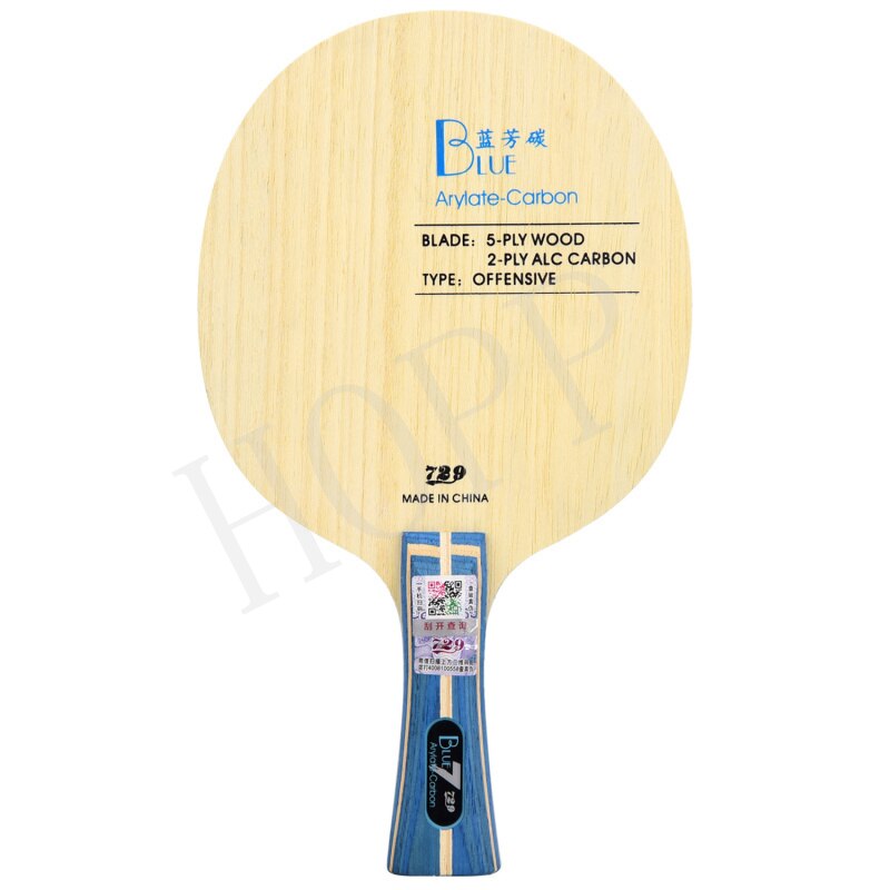 Raqueta de tenis de mesa Friendship 729, paleta de palo de ping pong, color negro/amarillo/azul, Arylate: Blue Carbon FL