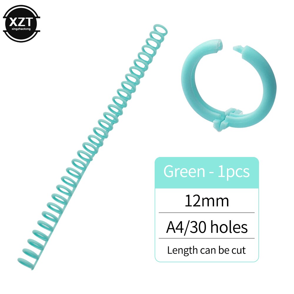 12mm A4/30 Holes Binding Loop Plastic Movable Folder Notebook Calendar Diary For DIY Paper Office Student Assemble Ring Buckle: Green