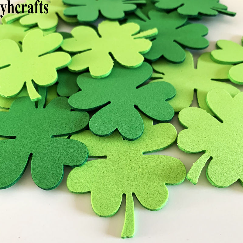 1bag/LOT,foam four leaf clover without stickers Kindergarten crafts Pocket crafts Kids room decoration activitity