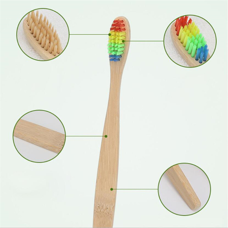 20Pcs Gemengde Kleur Bamboe Tandenborstel Eco Vriendelijke Houten Tandenborstel Zachte Haren Tip Houtskool Volwassenen Oral Care Tandenborstels