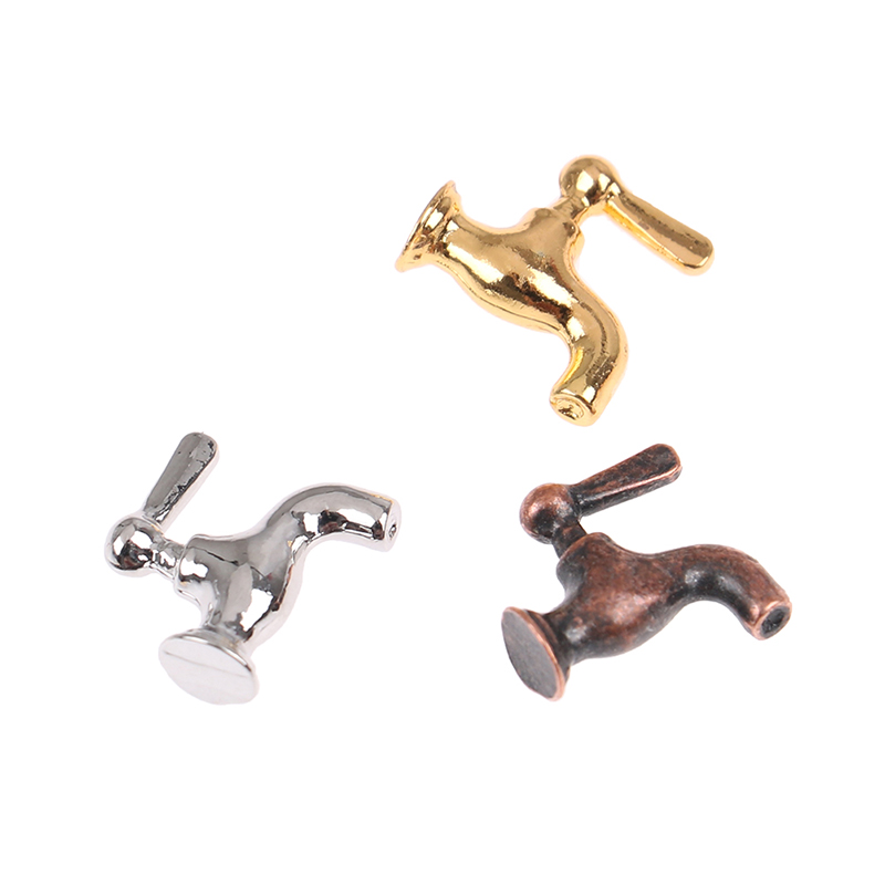 Torneira de metal e plástico para Dollhouse, Brinquedo torneira em miniatura, Acessórios de cozinha e banheiro, Escala 1:12, 1 PC, 2PCs, 4 PCs, 12PCs