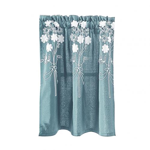 Solid Color Flower Pattern Kitchen Short Curtain Valance Drape Window Home Decor Short Kitchen Window Curtain Valance Home Decor: Blue / S