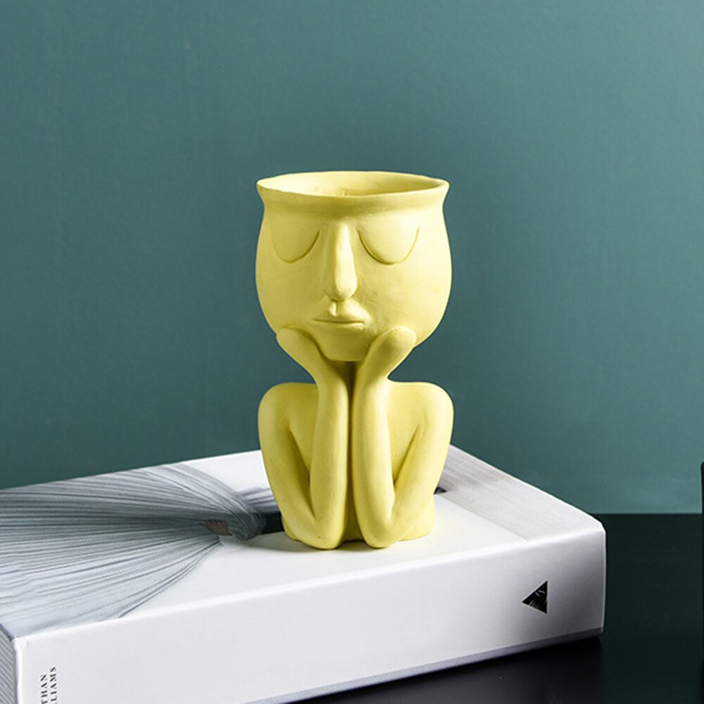 Human Think Face Ceramic Home Plants Flower Pot Vase Planter Tabletop Decoration Thinking Face Eco-Friendly Vase Nice  