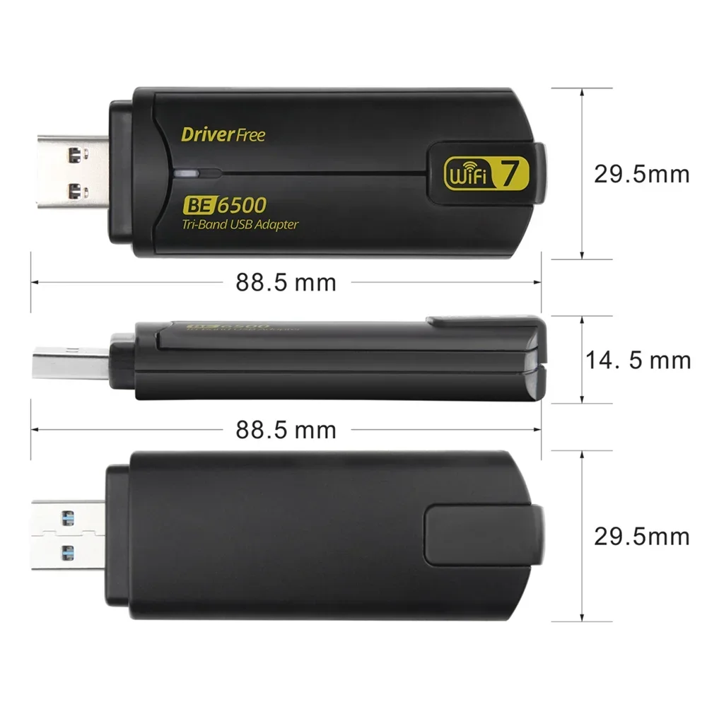 BE6500 Wifi 7 Usb Adapter Tri-Band 6G/5G/2G Usb 3.0 Adaptador Antena Wifi Para PC Network Card Receiver Dongle Win 10/11