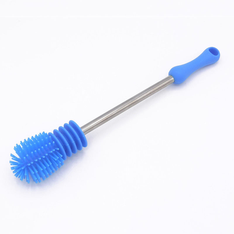 Silicone Baby Bottle Brush Silicon Wash Clearing Brushes Long Handle Baby Kids Milk Bottle Cleaner Brushes: blue