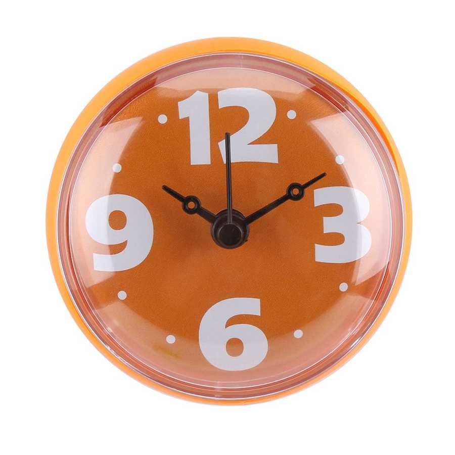 Horloge murale étanche, jolie minuterie, ventouse de douche, miroir mural de bain, horloge de cuisine, accessoires de salle de bains: Orange