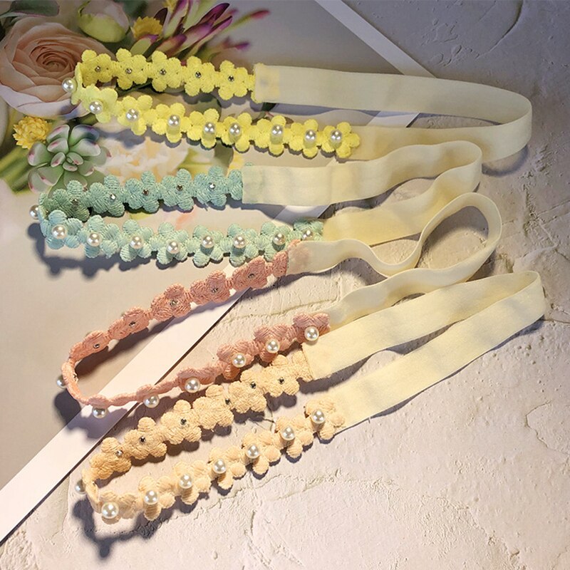 Fascia per fiori per bambini puntelli per foto per neonati fasce per perle per ragazze accessori per capelli in pizzo per neonati principessa fasciatura per bambini senza tracce