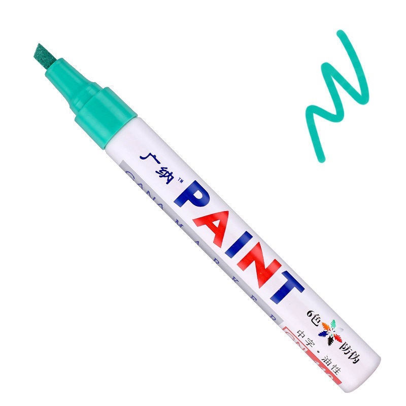 Rotulador de pintura de punta plana de colores, Graffiti, banda de rodadura de neumático de coche, CD, Metal, madera, marcador impermeable aceitoso permanente, suministros para escuela y oficina MP4: Verde