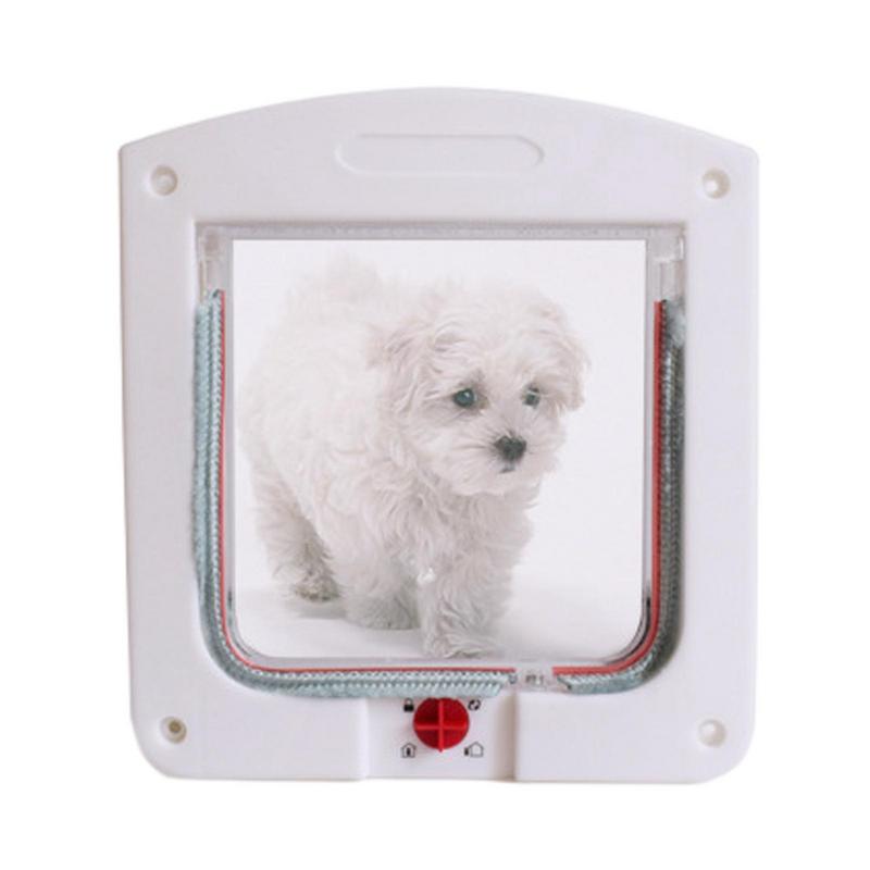 4 Way Locking Pet Security Flap Door For Dogs Cats Pet Gate Door Kit For Wooden PVC Metal Door Brick Wall Accessories