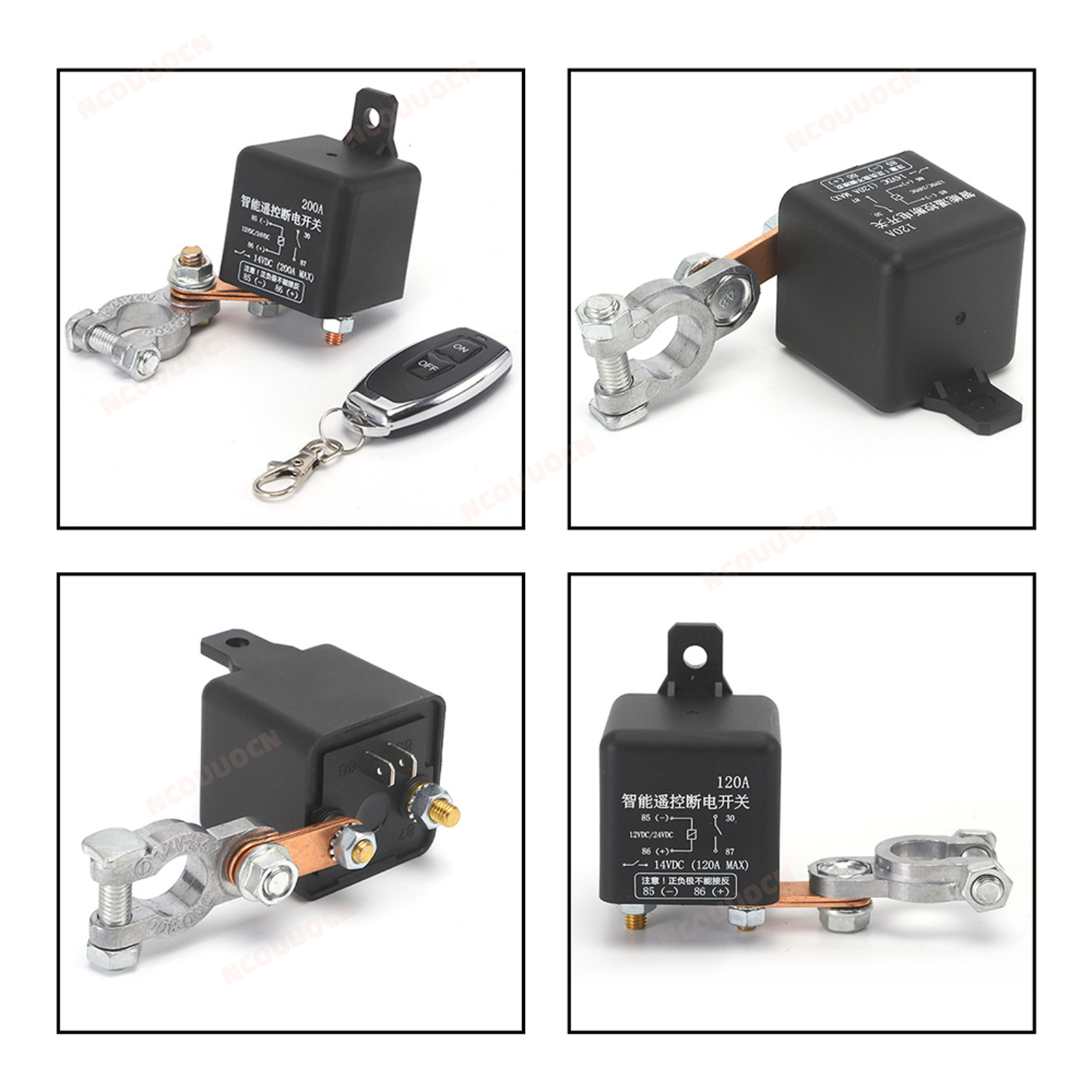 Relais de commutateur de commande à distance sans fil pour voiture, déconnexion de batterie de voiture, interrupteur d'isolateur de coupure 12V/24V 120A/200A