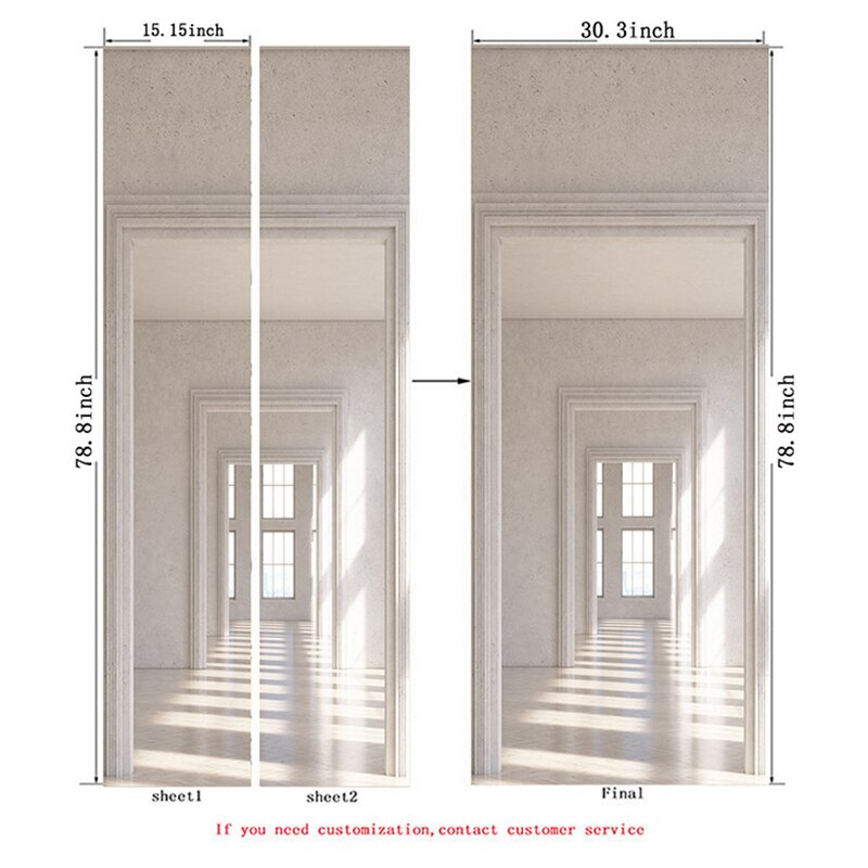 Ciudad vista simulación 3D puerta pegatina Diy impermeable PVC Mural decoración película hogar puerta decoración impresión Modular autoadhesivo cartel adesivo de porta madeira decoração para casa papel parede adesivos