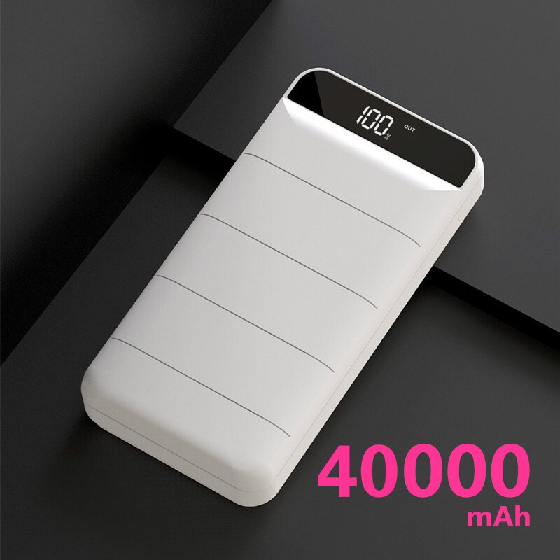 40000mah Power Bank Portable Mobile Phone Charger Pover Bank External Battery Double USB LED Powerbank for Xiaomi MI Iphone: White