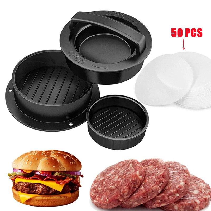 Hamburger Meat Press Maker Round Shape Non-Stick Chef Cutlets Hamburger Meat Beef Grill Pie Press Mould Maker Kitchen Supplies