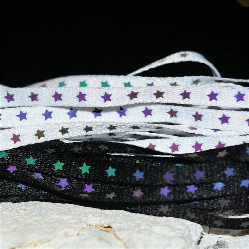 Cordones reflectantes holográficos de doble cara, cordones planos reflectantes de alto brillo para zapatillas deportivas, novedad