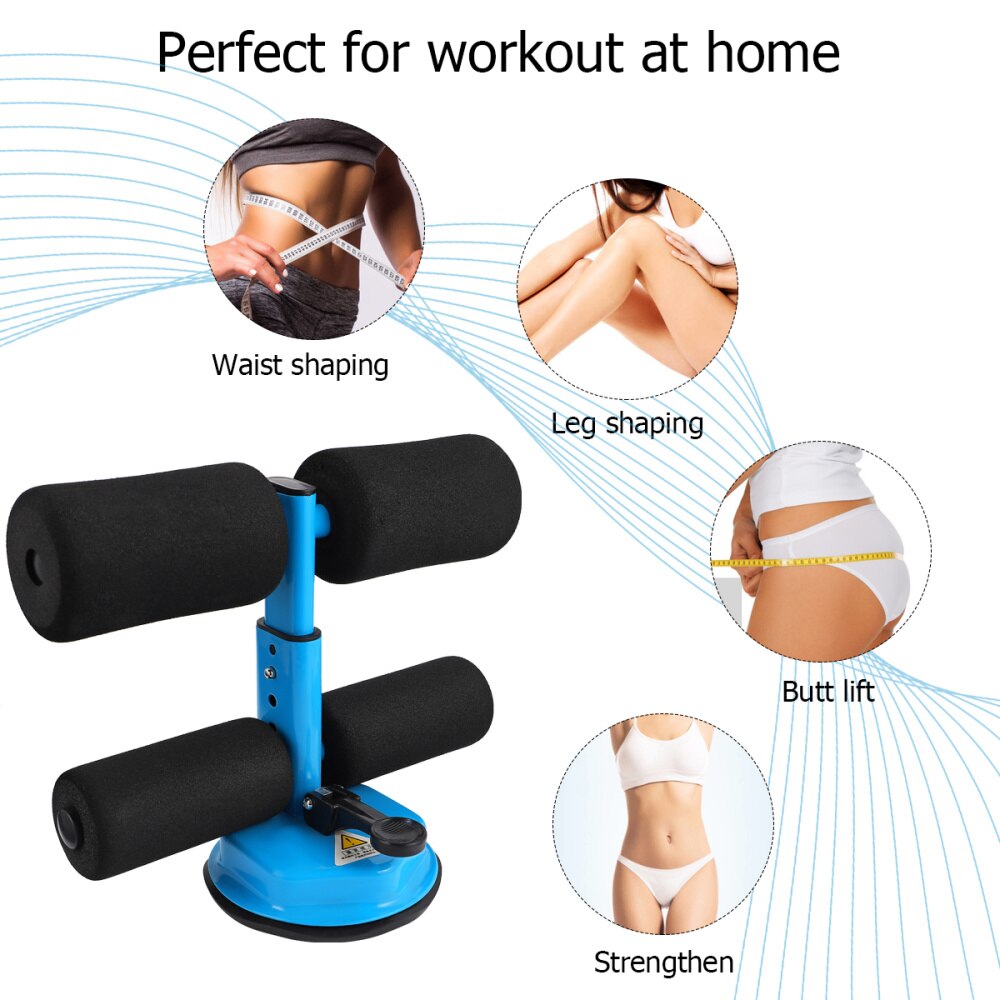 1pc husholdnings-fitnessudstyr, sugekop, dobbelt bar, sit-up-hjælpemaskine, abdominal træner til træning i hjemmet (blå)